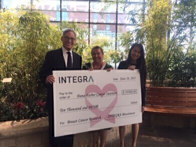 Integra Announces $10,000 Contribution to Dana-Farber Cancer Institute
